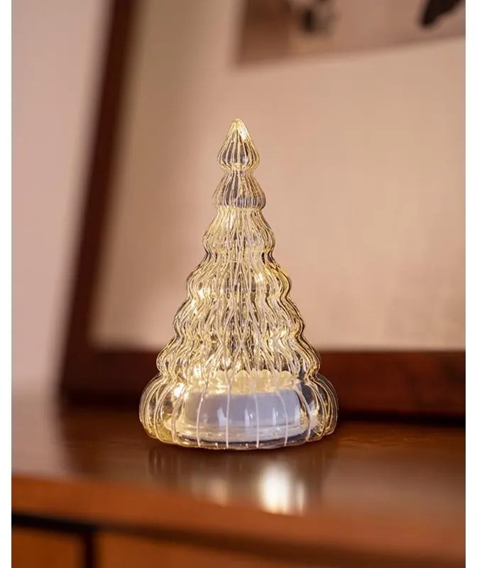 SIRIUS LED svetelný stromček, sklo, číry, 16,5 cm