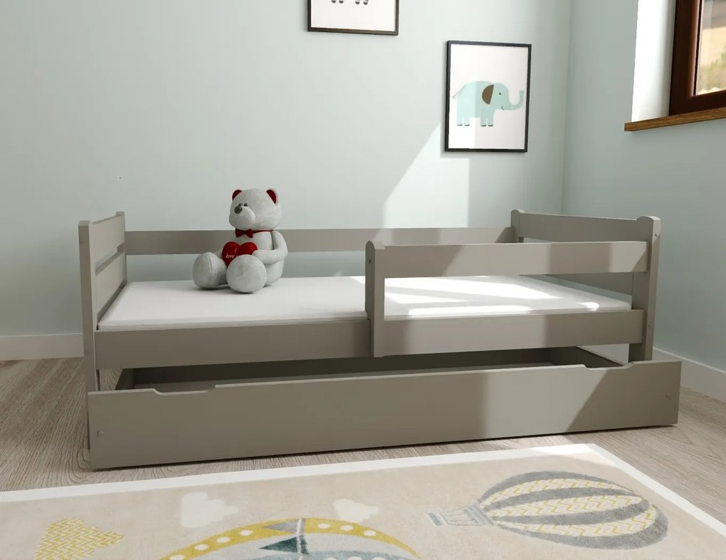 Detská posteľ EDITA z masívu borovice - 200x90 cm - šedá