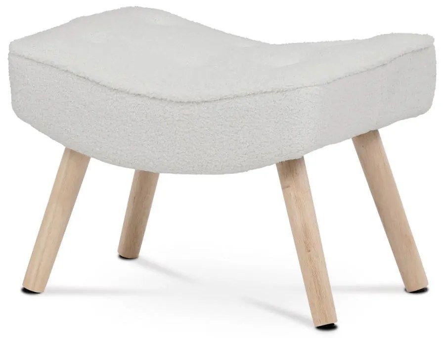 Podnožka AK-309P WT2, potah bílá látka bouclé, nohy masiv kaučukovník