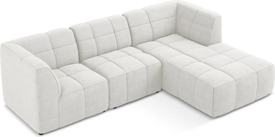 Biela rohová pohovka z textílie buklé (pravý roh/s leňoškou) Aloha – Makamii