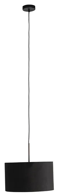 Závesné svietidlo s čiernym zamatovým tienidlom so zlatom 35 cm - Combi