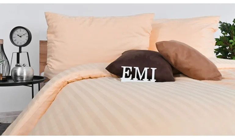 Obliečky damaškové broskyňové EMI, Štandardný set jednolôžko obsahuje 1x 140x200 + 1x 70x90