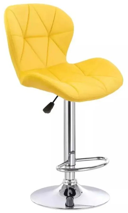 LuxuryForm DESIGN Barová stolička LIVIO VELUR na striebornom tanieri - žltá