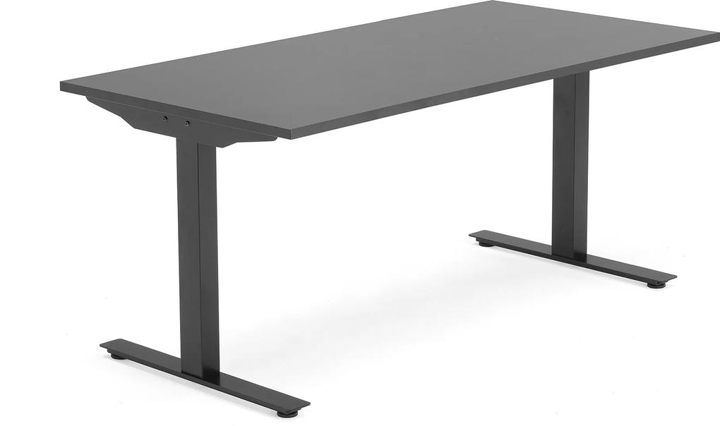 Kancelársky pracovný stôl Modulus, T-rám, 1600x800 mm, čierna/čierna
