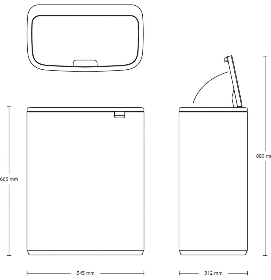 Dotykový oceľový odpadkový kôš v matne striebornej farbe 60 l Bo Touch Bin – Brabantia