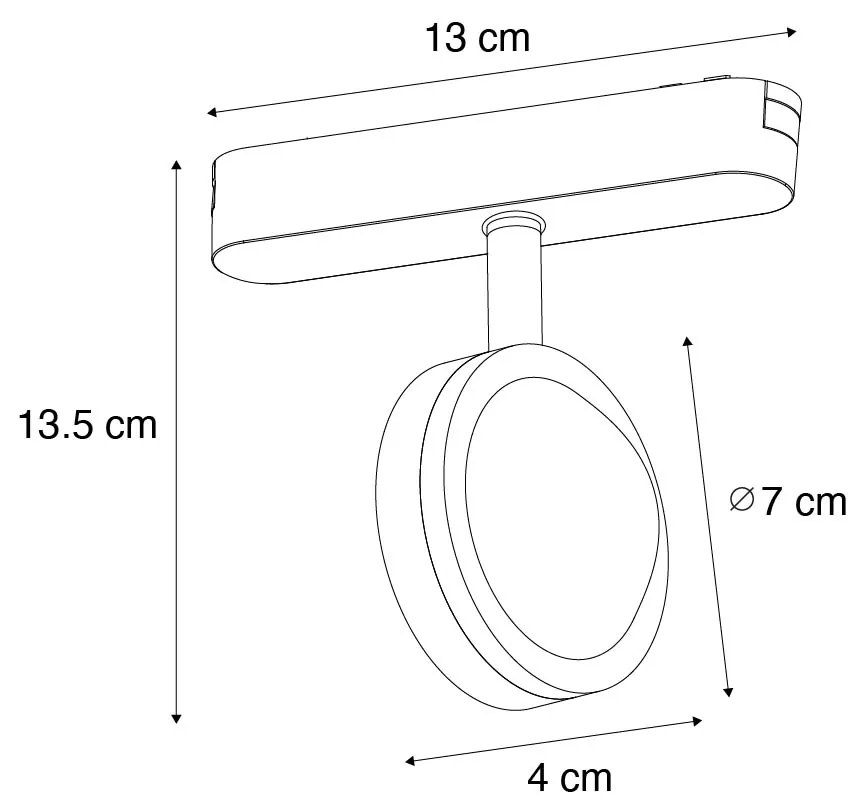 Moderné čierne bodové svetlo pre 1-fázový koľajnicový systém vrátane otočného a sklopného LED - Magnetic Lance