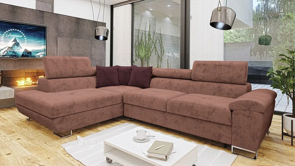 Rohová rozkladacia sedačka Alvin Premium, Dostupné poťahy: Otusso 02 + Sorriso 05 + Sorriso 05, Strana: ľavá