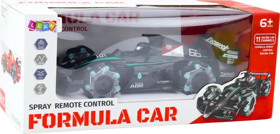 LEAN Toys Závodné auto, športové auto, diaľkovo ovládané RC s efektom dymu, 2,4 GHz, čierne