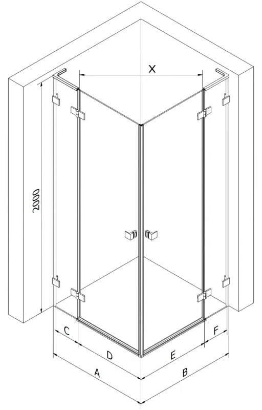 Mexen Lunar, L Duo výklopný sprchový kút 110 x 100 cm, 8mm číre sklo, grafitový profil, 834L-110L-100P-95-00