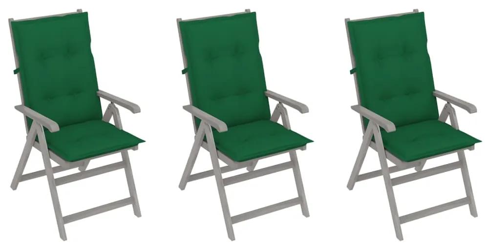 Záhradné sklápacie stoličky 3 ks s podložkami akáciový masív 3064748