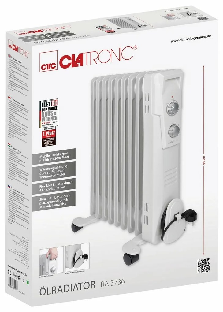Clatronic RA 3736 olejový radiátor, 9 rebier