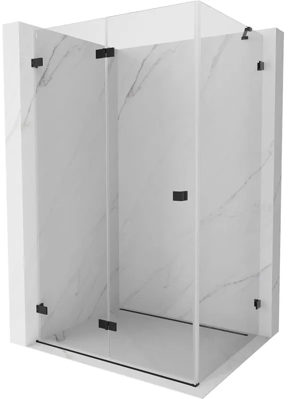 Mexen Lunar-F, 1-krídlový sprchový kút so skladacími dverami, ľavý, 85 x 70 cm, 8mm číre sklo, čierny profil, 836-085-070-70-00-L