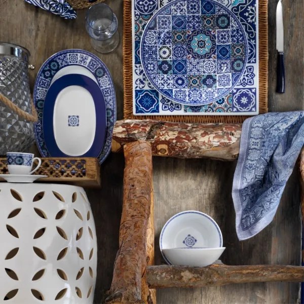 24-dielna jedálenská súprava, modrá, porcelán