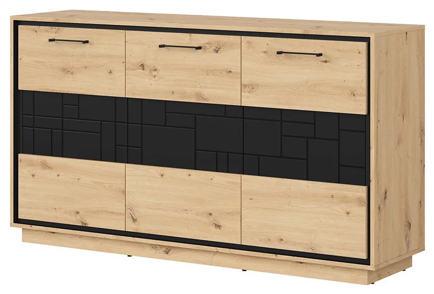 Skrinka BRW Pont KOM3D (dub artisan + čierna matná). Akcia -17%. Vlastná spoľahlivá doprava až k Vám domov. 1063041