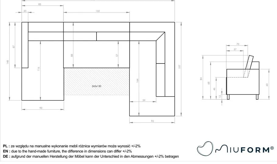 Béžová menčestrová rozkladacia rohová pohovka (pravý roh) Lofty Lilly – Miuform
