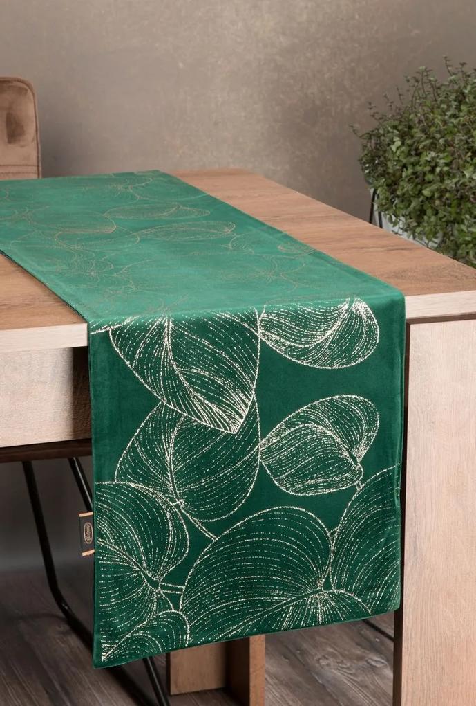 Dekorstudio Elegantný zamatový behúň na stôl BLINK 16 tmavozelený Rozmer behúňa (šírka x dĺžka): 35x140cm