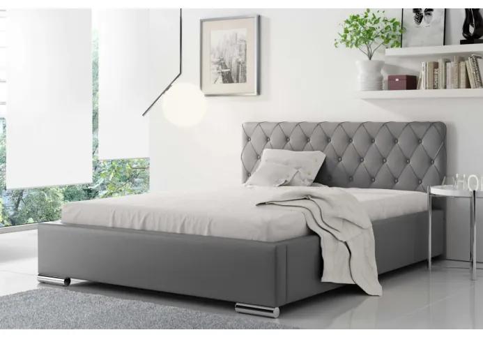 Čalúnená manželská posteľ Piero 180x200, šedá eko koža