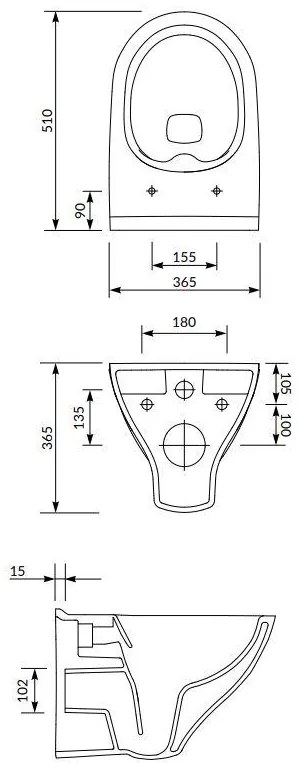 Tece Mille, sada závesné WC Cersanit Mille CleanOn 51x36,5x36,5 cm + inštalačný modul pod omietku Tece, TEC-9400412-S701-430