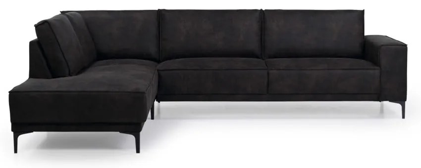 Antracitová rohová pohovka z imitácie kože (ľavý roh) Copenhagen – Scandic