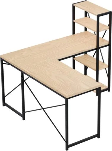 Rohový pracovný stôl s policami Leader 5.9 Dub Craft / čierny