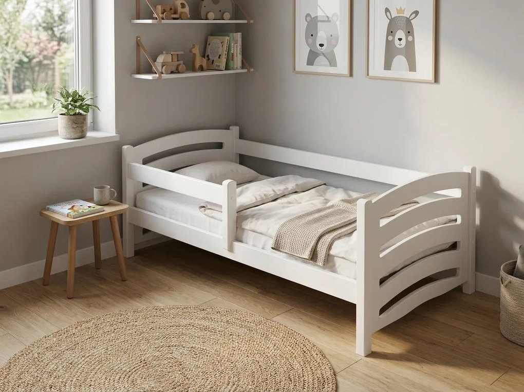 Detská posteľ MELA 80 x 160 cm, biela Rošt: S lamelovým roštom, Matrac: Matrac EASYSOFT 8 cm