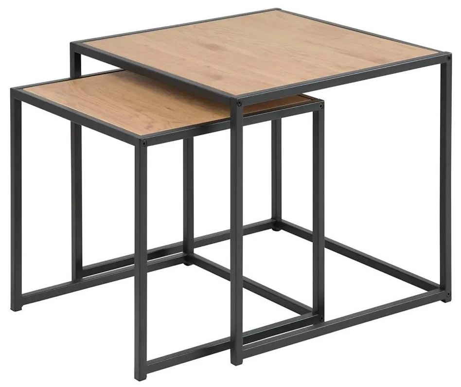 Sada konferenčných stolíkov SARON 2 ks dub/čierna