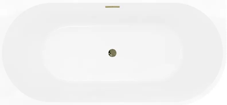 Mexen Silo, rohová voľne stojaca ryhovaná vaňa, ľavá, 170 x 80 cm, biela-čierna, zlatý lesklý prepad, 52891708075L-50