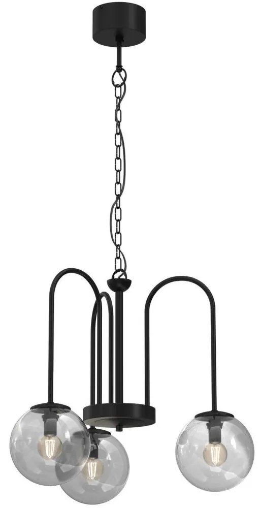 Luster na reťazi CAMBRIDGE 3xE14/60W/230V čierna