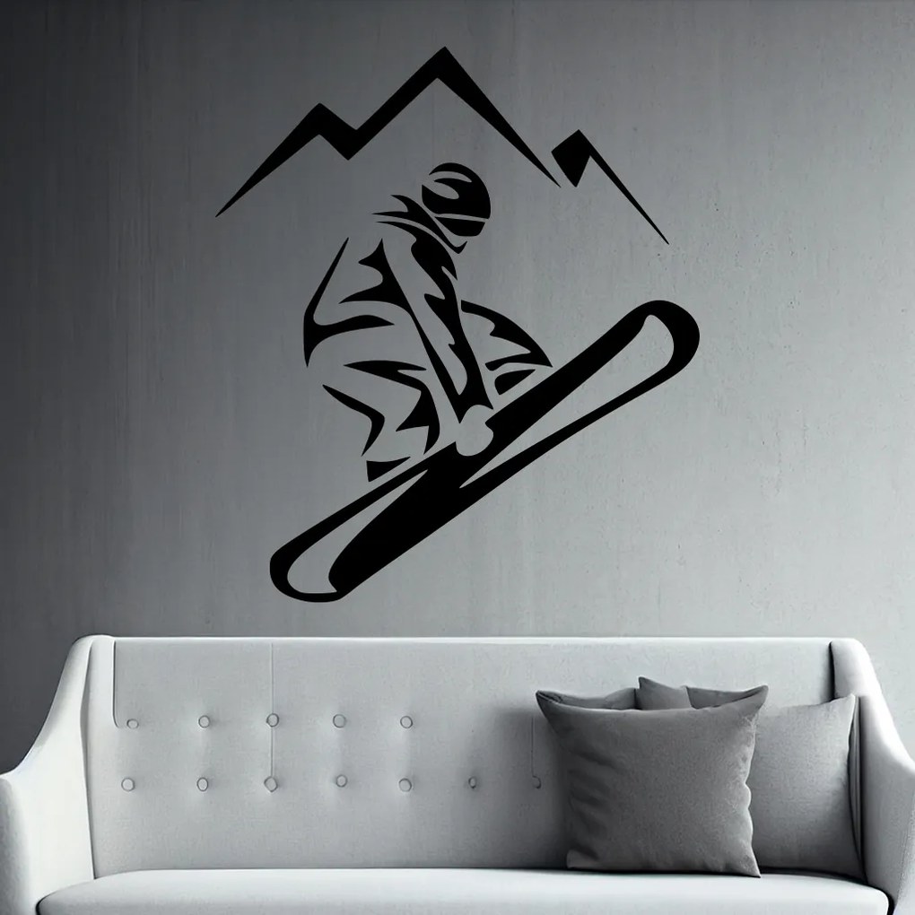 Veselá Stena Samolepka Snowboardista Farba: růžová, Veľkosť: 100 x 114 cm