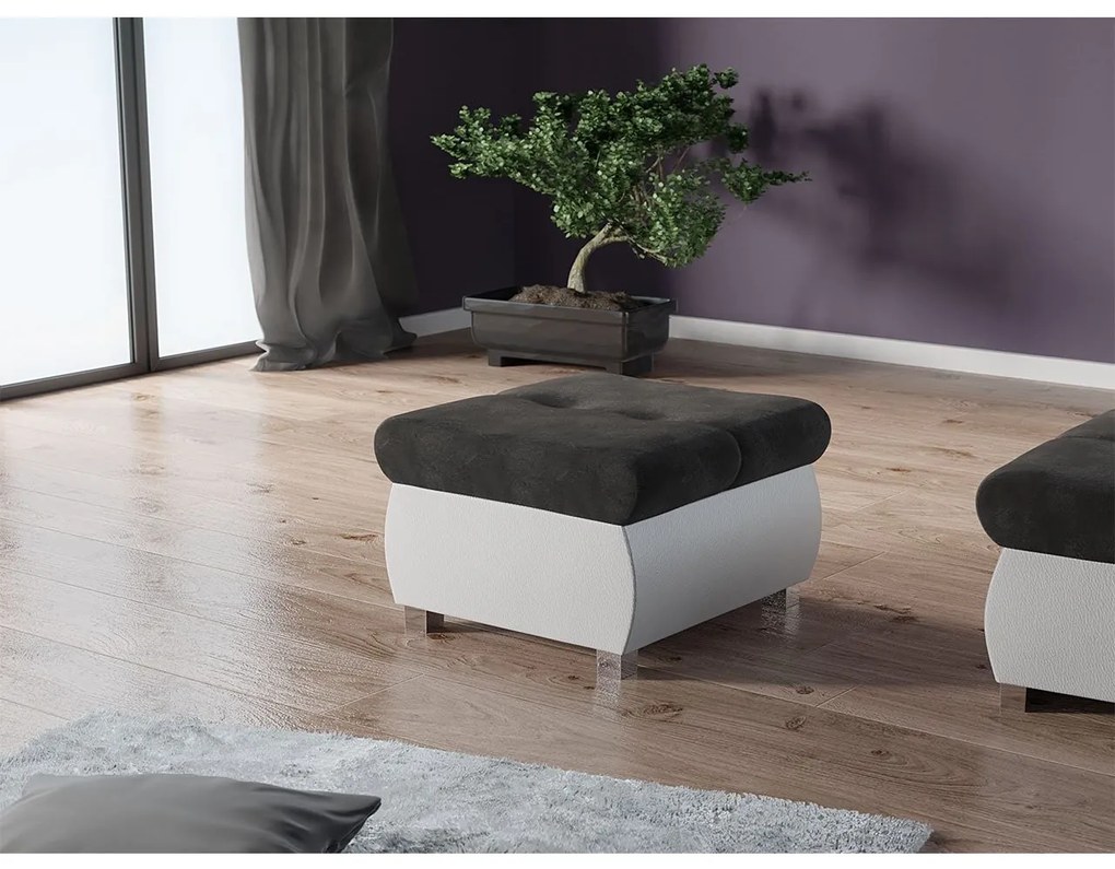 Taburetka Herkules malá, Dostupné poťahy: ekokoža Soft 017 (biela) + Magic velvet 2217