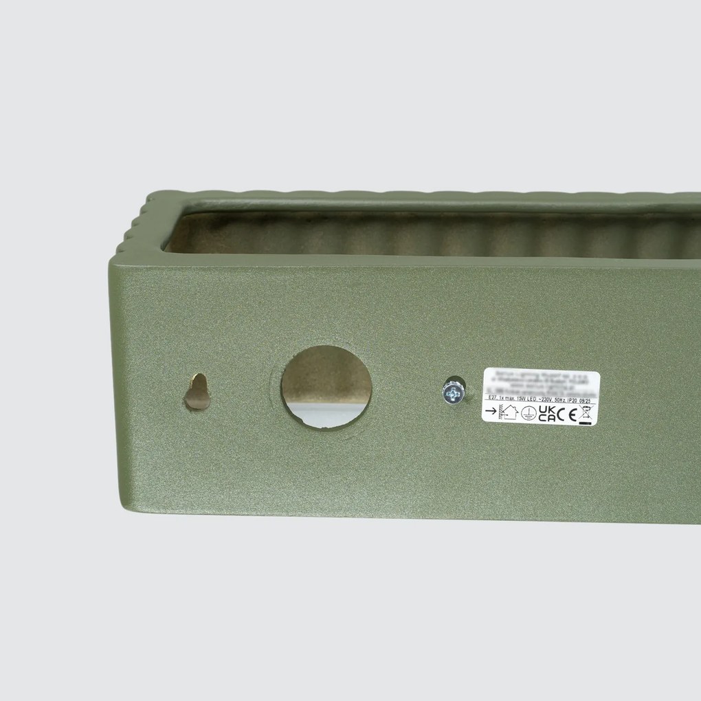 Nástenné svietidlo Rigata, 1x olivovo zelené keramické tienidlo