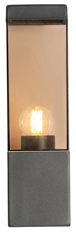 Moderná vonkajšia nástenná lampa tmavosivá s dymovým sklom - Malios