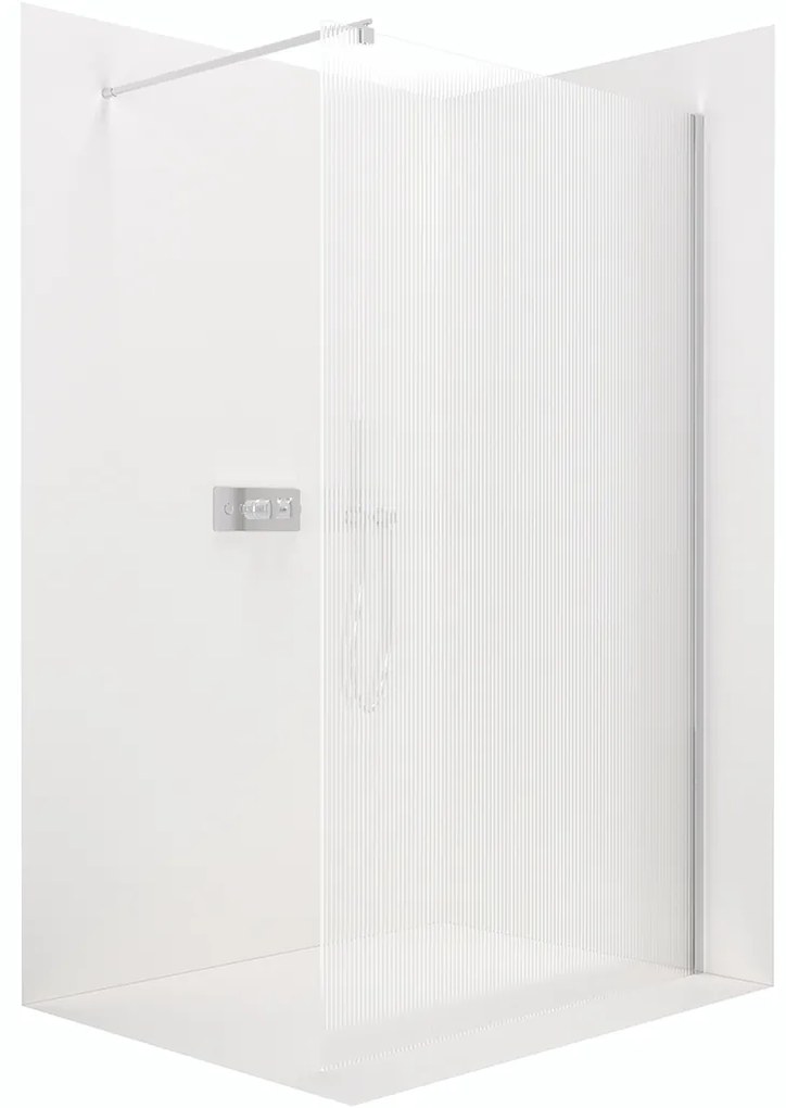 CERANO - Sprchová zástena Walk-in Onyx Ľ/P - guľatá vzpera - chróm, ryhované sklo - 160x200 cm, CER-CER-8050BD322