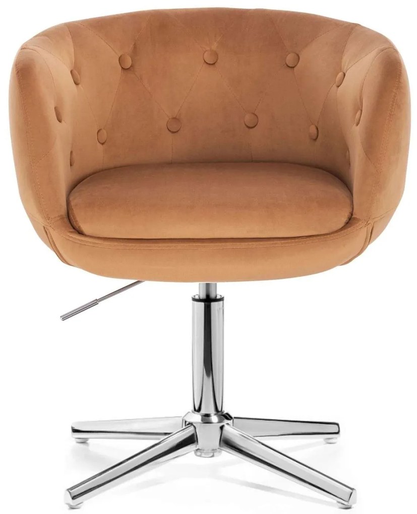 LuxuryForm DESIGN Kreslo MONTANA VELUR na striebornom kríži - hnedé