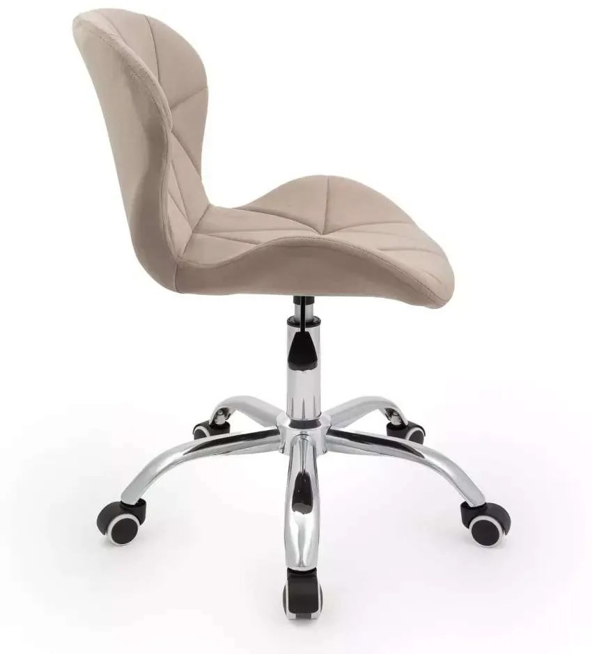 LuxuryForm DESIGN Stolička LIVIO VELUR na striebornej podstave s kolieskami - latte