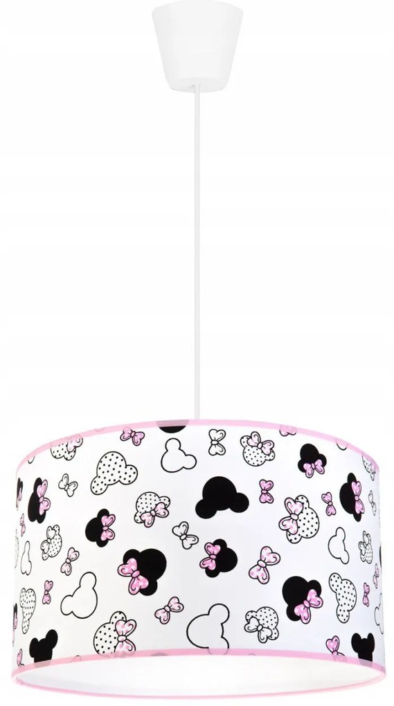 Detské závesné svietidlo Minnie, 1x textilné tienidlo so vzorom, (fi 35cm)