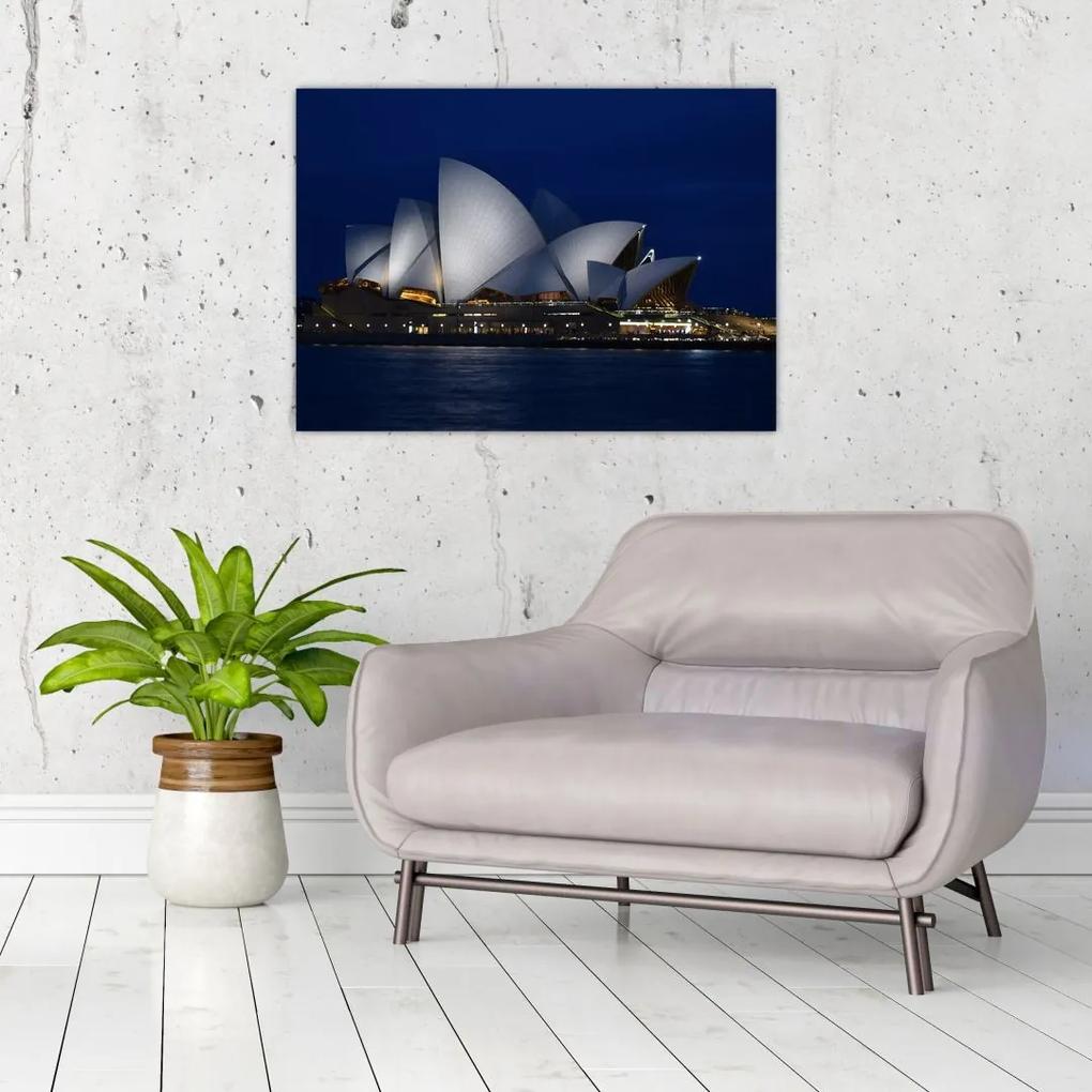 Sklenený obraz nočného Sydney (70x50 cm)