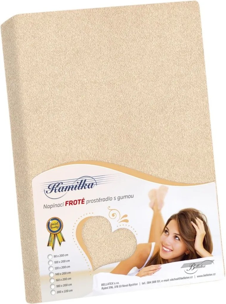 Bellatex froté prestieradlo Kamilka béžová, 90 x 200 cm