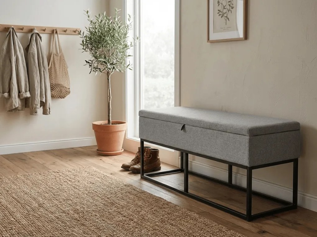 Lavica s úložným priestorom TAURO 112x48 cm, sivá