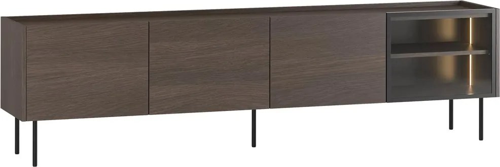 RTV skrinka Dunari 220 cm s kovovými nohami - dub dunin
