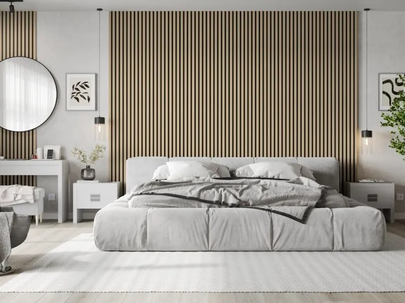 Mexen Lam-F, akustické stenové lamely 275 × 30 cm, plstený podklad 8 mm, technická dyha, dub pieskový, S105-275307-3015-001