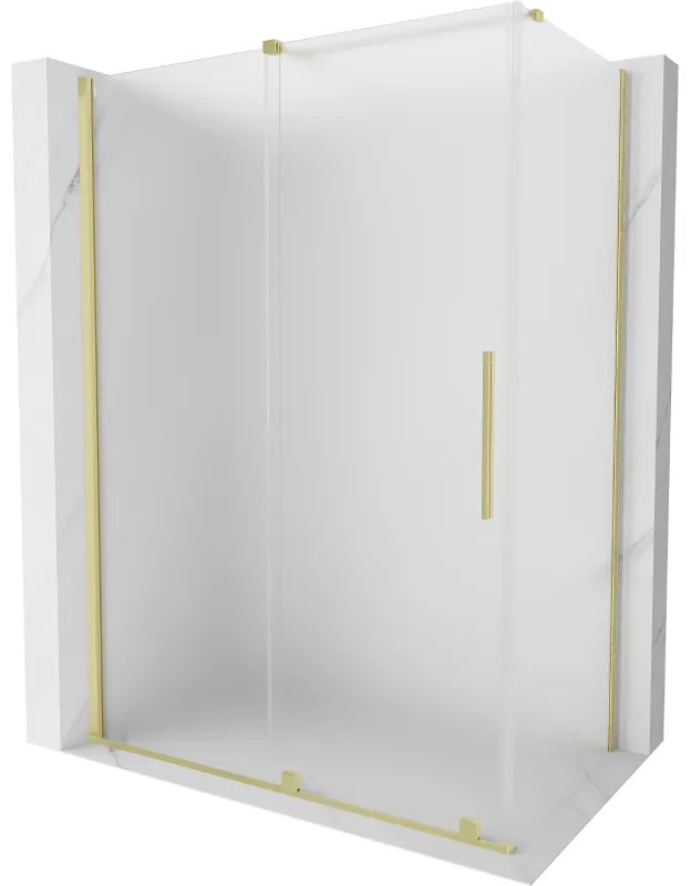 Mexen Velar, sprchový kút s posuvnými dverami 160 x 70 cm, 8mm sklo námraza, zlatá matná, 871-160-070-31-55