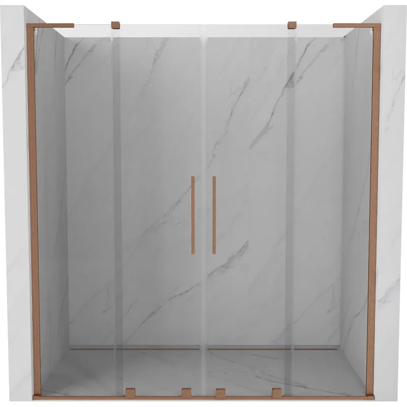 Mexen Velar L Duo, posuvné sprchové dvere do otvoru 180 cm, 8mm číre sklo, medená matná, 871-180-003-02-65