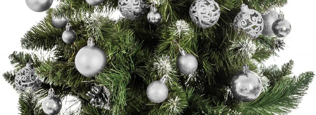 Vianočné závesné ozdoby na stromček - 6 druhov - 36 ks - strieborné