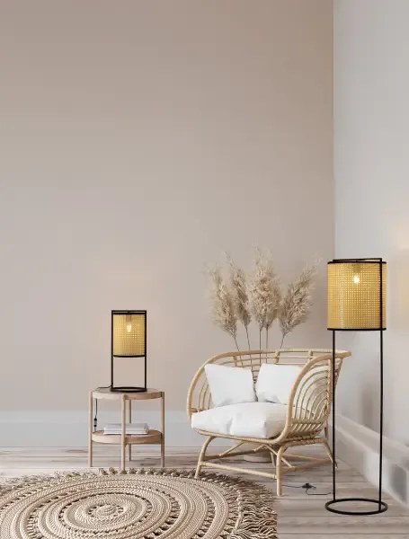 LED prírodno-čierna stolná lampa Erto