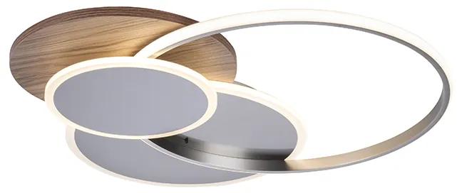Stropné svietidlo drevené okrúhle vrátane LED 3 svetiel s diaľkovým ovládaním - Ajdin