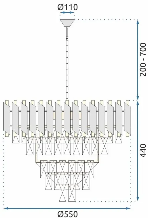 Toolight Toolight, stropná závesná krištáľová lampa 9xE14 APP1058-CP, čierna-zlatá, OSW-04400