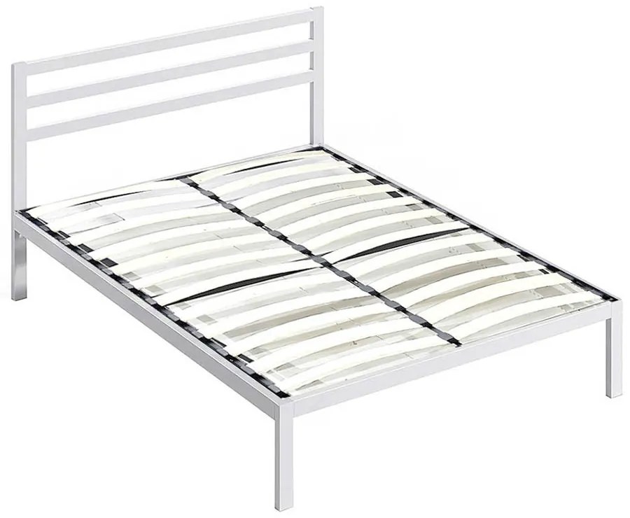 Kovový posteľový rám s lamelami v rôznych veľkostiach a farbách, 160x200 cm, Bella, biely