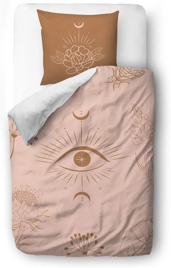 Ružovo-hnedé obliečky z bavlneného saténu Butter Kings Boho Dream, 140 x 200 cm