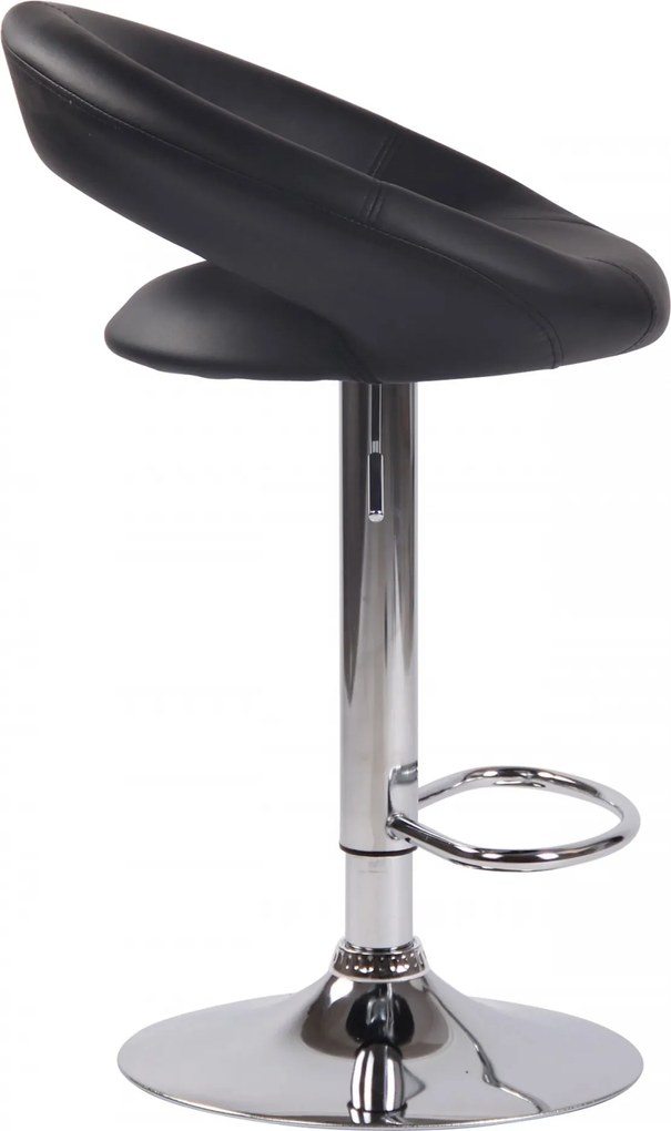 Barová stolička Olinda - koženka, chróm rám - čierna